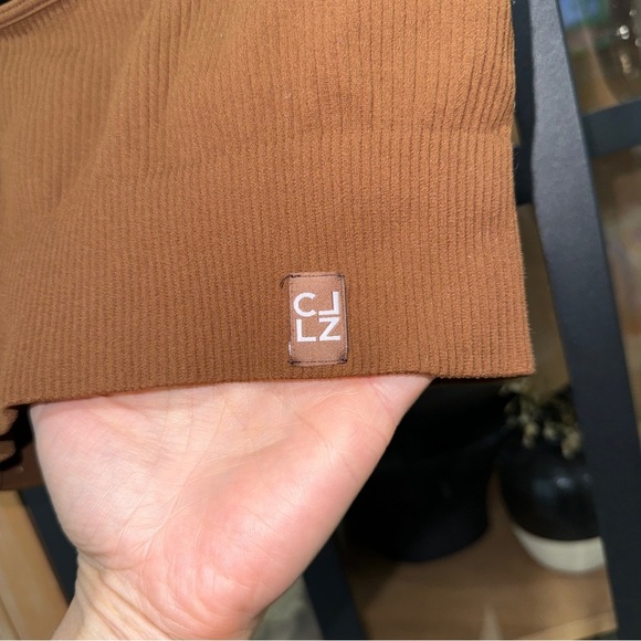 Calzedonia seamless ribbed bralette top chestnut brown sports bra square neck - Picture 4 of 7